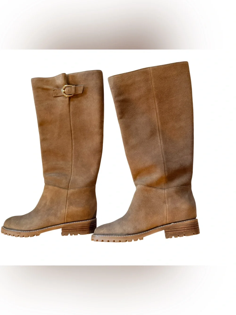 Steve Madden Leary Tan Suede Knee High Boots Size 8W Wide Calf